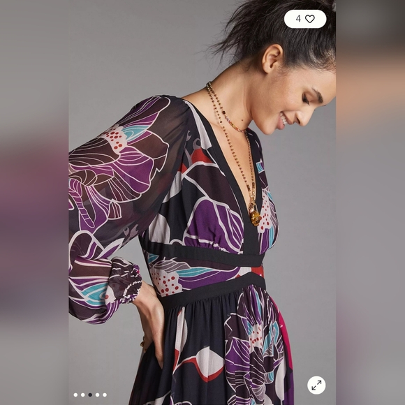 Anthropologie Let Me Be Floral Midi Dress - Picture 3 of 11